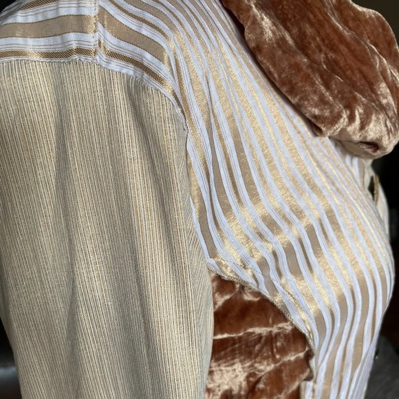 Elisa Cavaletti Vintage Velour Accent Button Blouse - Picture 3 of 16